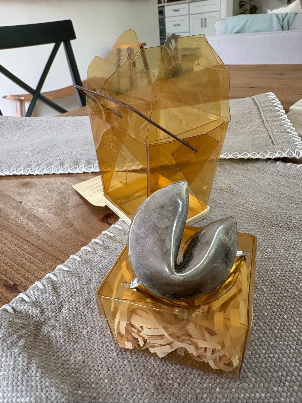 Lenox Amber Box with Silver Fortune Cookie Accent